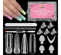EBANKU 288PCS Poly Gel Nail Forms, Matte Clear Nail Dual Forms Reusable Full Cover Nail Tips Mold with 96PCS French Nail Forms Stickers Clips Gel Brush Pe File for DIY Nail Extension, 4 Styles