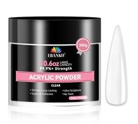 EBANKU 300g Clear Acrylic Powder, Large Capacity Professional Acrylic Nail Powder for Nail Acrylic Extension, Nail Carving, Long-Lasting, No Nail Lamp Needed (Clear-300G)