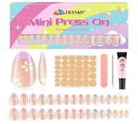 EBANKU 32 Pcs Press on Nail kids, Almond 1 Pack Children Fake Nail