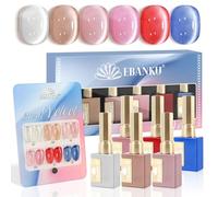EBANKU 6 Pcs 15 ML Cat Eye Gel Polish Set Same Color Same Bottle Soak Off Shimmer Glitter Gel Polish Kit Nail Art Manicure Salon DIY at Home for Women (Pink Red Nude Blue)