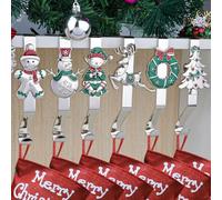 EBANKU 6pcs Christmas Stocking Hangers for Fireplace, 6 Styles Non-Slip Sturdy Mantel Stocking Hooks for Christmas Holiday Home Decoration