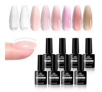 EBANKU 8 in 1 Builder Nail Gel, 8 Colors Clear Pink Builder Base Strengthener Hard Gel Builder Nail Polish for Strong Nails, Extension, Professional Nail Repair, Quick Extension