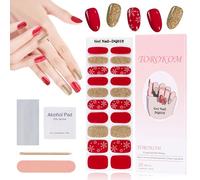 EBANKU Christmas Cured Gel Nail Strips, Glitter Gel Polish Strips - Long Lasting Waterproof Full Nail Wraps
