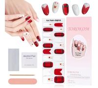 EBANKU Christmas Cured Gel Nail Strips, Glitter Gel Polish Strips - Long Lasting & Waterproof Full Nail Wraps with Stick & File