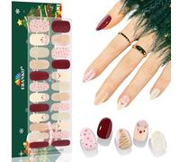 EBANKU Christmas Glitter Gel Nail Strips, Long Lasting Waterproof Full Wraps Stickers With Stick, File (Gold Christmas Tree)