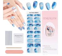 EBANKU Christmas Glitter Gel Nail Strips - Long Lasting Waterproof Full Wraps Stickers With Stick, File - Cured Polish