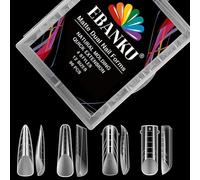 EBANKU Dual Nail Forms System 96PCS Clear Nail Form Tips with Full Cover Acrylic Nail Forms for Polygel Dual Tips Nails for Nail Art Salon Nail Design (4 Styles)