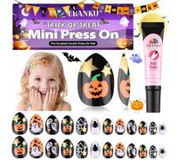 EBANKU Halloween Kid Press on Nails, 24Pcs Almond Fake Nails Kit