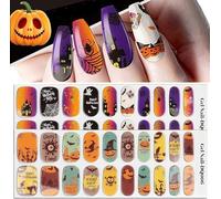 EBANKU Halloween Semi Cured Gel Nail Strips, 40PCS Halloween Nail Stickers - Long Lasting, Easy to Apply & Remove for Salon Quality Manicure