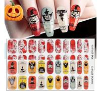 EBANKU Halloween Semi Cured Gel Nail Strips, 40PCS Stickers - Long Lasting, Easy to Apply & Remove for Salon Quality Manicure