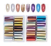 EBANKU Holographic Nail Transfer Stickers - 20 Rolls, Gold & Silver Adhesive Foil Stickers for Women's DIY Manicure & Nail Decoration