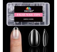 EBANKU Kids Fake Nails, 240PCS Short Almond Clear Nail Tips Glue on Nails