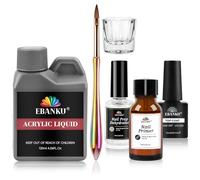 EBANKU Monomer For Acrylic Nail Liquid Kit: MMA-Free Fomula Acrylic Liquid for Extension with Everything Dehydrator and Primer Gel Top Coat to Enhance Adhesion Monomer Nail Kit For DIY Lover At Home