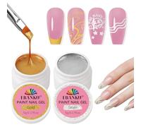 EBANKU Nail Painting Gel, 2 Jars Gold and Silver No Wipe Gel Nail Polish for French Tip for Drawing Striper Floral Salon Home DIY Manicure, UV Light Required (Round Jar)
