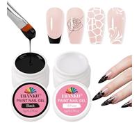 EBANKU Nail Painting Gel, 2 Jars White and Black No Wipe Gel Nail Polish for French Tip for Drawing Striper Floral Salon Home DIY Manicure, UV Light Required (Round Jar)