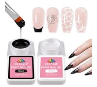 EBANKU Nail Painting Gel, 2 Jars White and Black No Wipe Gel Nail Polish for French Tip for Drawing Striper Floral Salon Home DIY Manicure, UV Light Required (Square Jar)