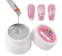 EBANKU Nail Painting Gel, Silver No Wipe Gel Nail Polish for French Tip for Drawing Striper Floral Salon Home DIY Manicure, UV Light Required (Round Jar)