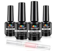 EBANKU Nail Primer and Dehydrator with Gel Top& Base Coat Set, No Lifting Nail Bonding For U V Nail Glue Nail Supplies Primer Glossy Gel nail polish 15ml Top Coat Nail Accessories Starter Kit