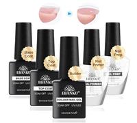 EBANKU Nail Primer and Nail Dehydrator Base Top Coat with Clear Builder Gel Set, Professional Nail Superior Bonding Primer Builder Gel for Nail Hard Gel Strengthener Extension for Home Salon Nail Art