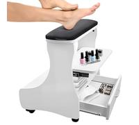 EBANKU Pedicure Foot Rest with Wheels, PU Leather Manicure Foot Stool, Portable Spa Trolley for Home Salon, Nail & Massage Station Easy-Glide Mobile Footrest (Black White)