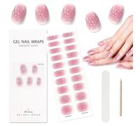 EBANKU Semi-Cured Gel Nail Strips - Long Lasting Waterproof Polish Wraps Stickers With Cuticle Stick, File, Wipes & Sealing (UV/LED Lamp Required)