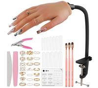 EBANKU Silicone Practice Hand for Acrylic Nails, Flexible Bendable Nail Training Hand with Stand, Reusable Fake Hand Model for Beginners & Professional Nail Art Practice