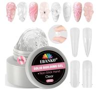 EBANKU Solid Sculpture Builder Gel, 60g Clear Non-Stick Hand Nail Extension Large Capacity 3D Sculpture Gel for Carving Patterns Decoration with 96Pcs Nail Forms for Nail Art Salon