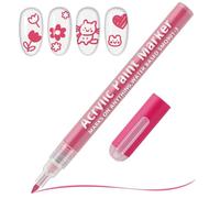 EBANKU WaterBased Nail Art Pens, 3D 0.7MM Nail Polish Pens Quick-Drying Nail Art Markers Acrylic Paint Nail Point Graffiti Dotting Liner Pen Tools for Home & Salon Nail DIY（Rose Red）