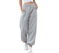 EBANKU Women's Cinch Bottom Sweatpants with Pockets Plain Tracksuit Baggy Elastic Waist Trousers for Casual Hip Hop, Gym and Jogging (85% Cotton)