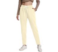 EBANKU Women's Sherpa Lined Sweatpants with Pockets Fleece Lined Joggers Pant Winter Warm Thick Bottoms Tracksuit for Casual, Gym and Jogging Light Beige