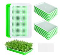 EBaokuup 10 Pack Seed Sprouter Tray with Drain Holes - BPA Free Seed Garden Plant Germination Propagation Trays, Soil-Free Wheatgrass Tray Sprouter Microgreens Growing Kit with Germinating Paper