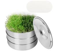 EBaokuup 3-Tier Stainless Steel Seed Sprouting Tray Kit-5.4" x 8.3" Stackable Mesh Seed Sprouting with Base & Lid-Seed Sprouting Germination Tray for Growing Broccoli Alfalfa Mung Beans