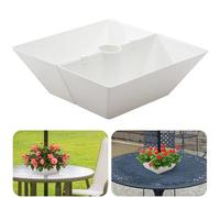 EBaokuup Parasol Planter Table Flower Pot with Umbrella Hole White Square Indoor Outdoor Patio Table Garden Home Plants