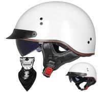 EBAYIN Half Helmet Open-Face Helmet Brain - Cap Cruiser Chopper Scooter Pilot Jet Helmet DOT+ECE Certified Personality Retro Harley Motorcycle Helmet(K,L=(59~60cm))