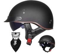 EBAYIN Half Helmet Open-Face Helmet Brain - Cap Cruiser Chopper Scooter Pilot Jet Helmet DOT+ECE Certified Personality Retro Harley Motorcycle Helmet(I,XXL=(63~64cm))