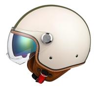 EBAYIN Open Face Motorcycle & Scooter Helmet, Retro Leather Half Helmet, Double Lens Aviator, ECE & DOT Approved, Brown/Multi, XXL(63~64cm)