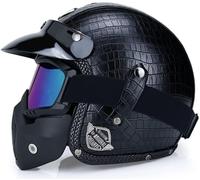 EBAYIN Retro Harley Motorcycle Half Helmet Jet Helmet 3/4 Open Face Helmet Cruiser Chopper Scooter Safety Anti-Collision Motorbike Helmet Moped Helmet ECE Certification,F-XL=(61~62cm)