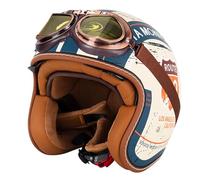 EBAYIN Vintage Open Face Motorbike Motorcycle Helmet Jet Helmet Retro 3/4 Scooter Helmet Built In Goggles ECE Approved Men Women Crash Helmet Moped Half Helmet(C,S=(55~56cm))