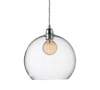 EBB & FLOW Rowan pendant lamp L, Ø 28 cm clear, silver cord