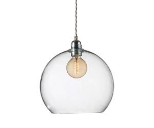 EBB & FLOW Rowan pendant lamp L, Ø 28 cm clear, silver cord
