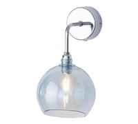 EBB & FLOW Rowan wall lamp silver, blue lampshade