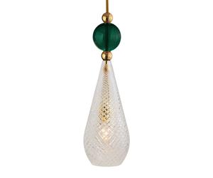 EBB & FLOW Smykke L gold crystal check green ball