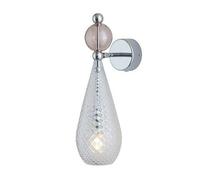 EBB & FLOW - Smykke Wall Lamp, Crystal Check / Obsidian Ball / Shiny Silver - Shiny Silver