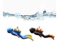 EBbels Floating Fish Tank Decorations, Cute Diver Aquarium Ornament with Wire and Ball, Underwater Adventure Model Playset, Fish Tank Accessories for All Kinds of Fish Tanks (2pcs)