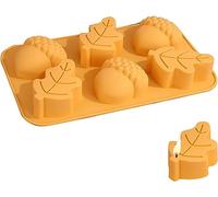 EBbels Silicone Pumpkin Mold, 6 Cavity Thanksgiving Fall Theme Baking Mould, Autumn Candy Molds, Cake Decoration Mould for DIY Cakes, Ice Cream, Soap, Sugar Crafts, Muffin (1)