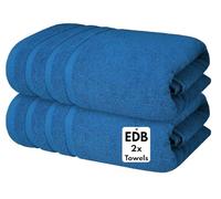EBD 2X Large Jumbo Bath Towels 100% Pure Cotton Super Soft Fast Absorbent Big Bathroom Towels 500-GSM Premium Quality 75 x 150 cm (blue)