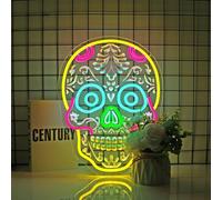 Ebdobgbs Skull Neon Sign Skeleton Led Neon Lights Neon Signs for Wall Decor Light Up Sign for Birthday Party Club Gift