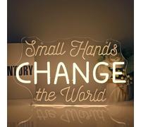 Ebdobgbs Small Hands Change the World Neon Sign Led Neon Lights Neon Signs for Wall Decor Light Up Sign for Birthday Party Club Gift