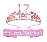 17th Birthday,17th Birthday Decorations for Girls,17 Birthday Crown,17th Birthday Sash,17 Birthday Crown and Sash,17th Birthday Sash for Girls,17th Birthday Tiara,Gifts for 17 Year Old Girl