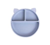 ebebek baby plus | Cat Shaped Silicone Suction Plate for Babies | 3-Section Divided Plate | Strong Suction Base | Non-Slip BPA-Free | Weaning & Toddler Feeding | Microwave & Fridge Safe (Powder Blue)
